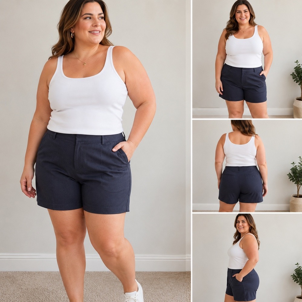 Hilary Radley Womens Navy Blue Stretch Pull On Shorts Size Large D5033-E1127
